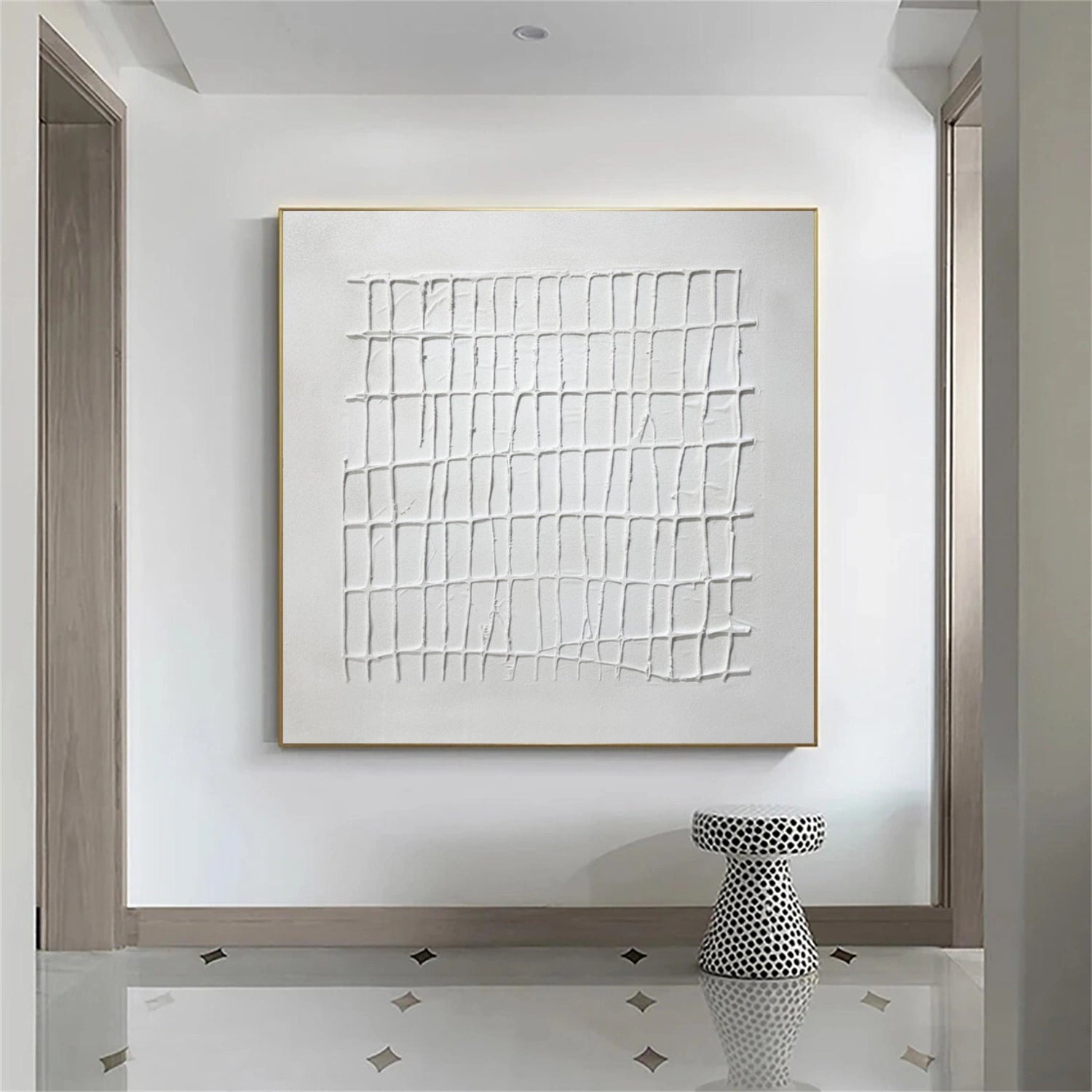 White Minimalist Textured Canvas Art #WM090