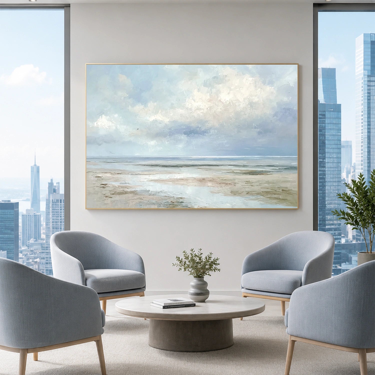 Abstract Ocean And Sky Canvas Art #OC213