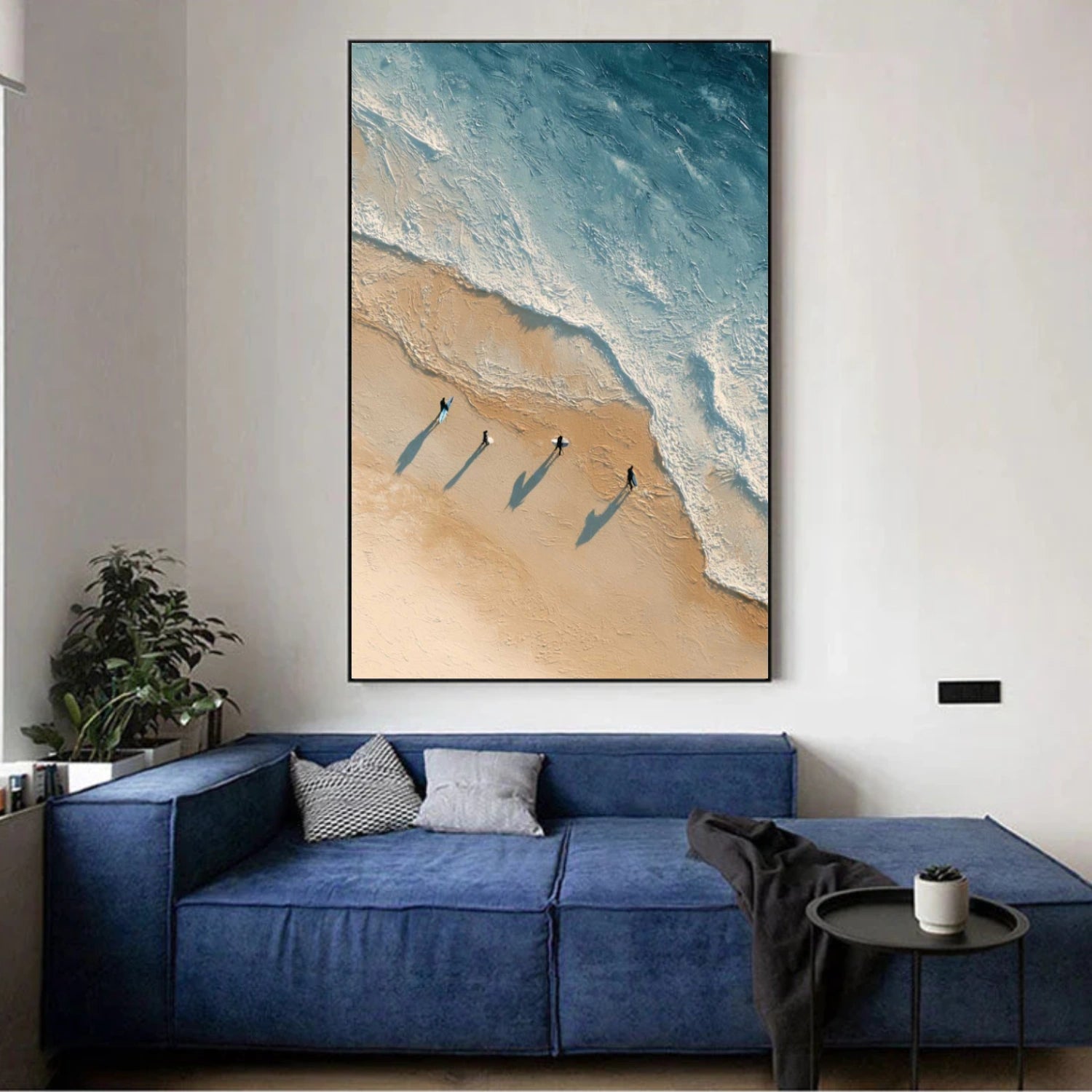 Abstract Ocean And Sky Textured Canvas Art #OC177