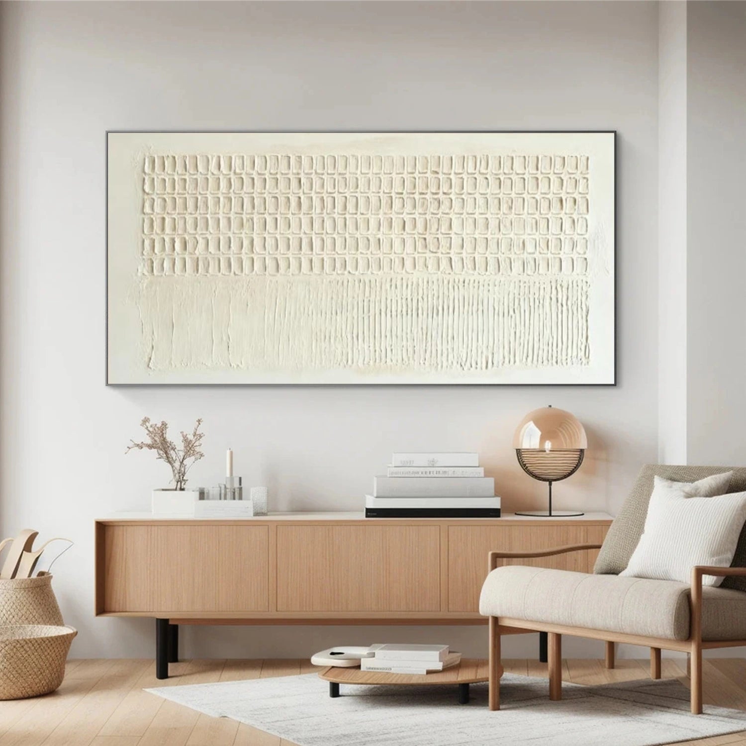 Beige Minimalist Textured Canvas Art #WM081