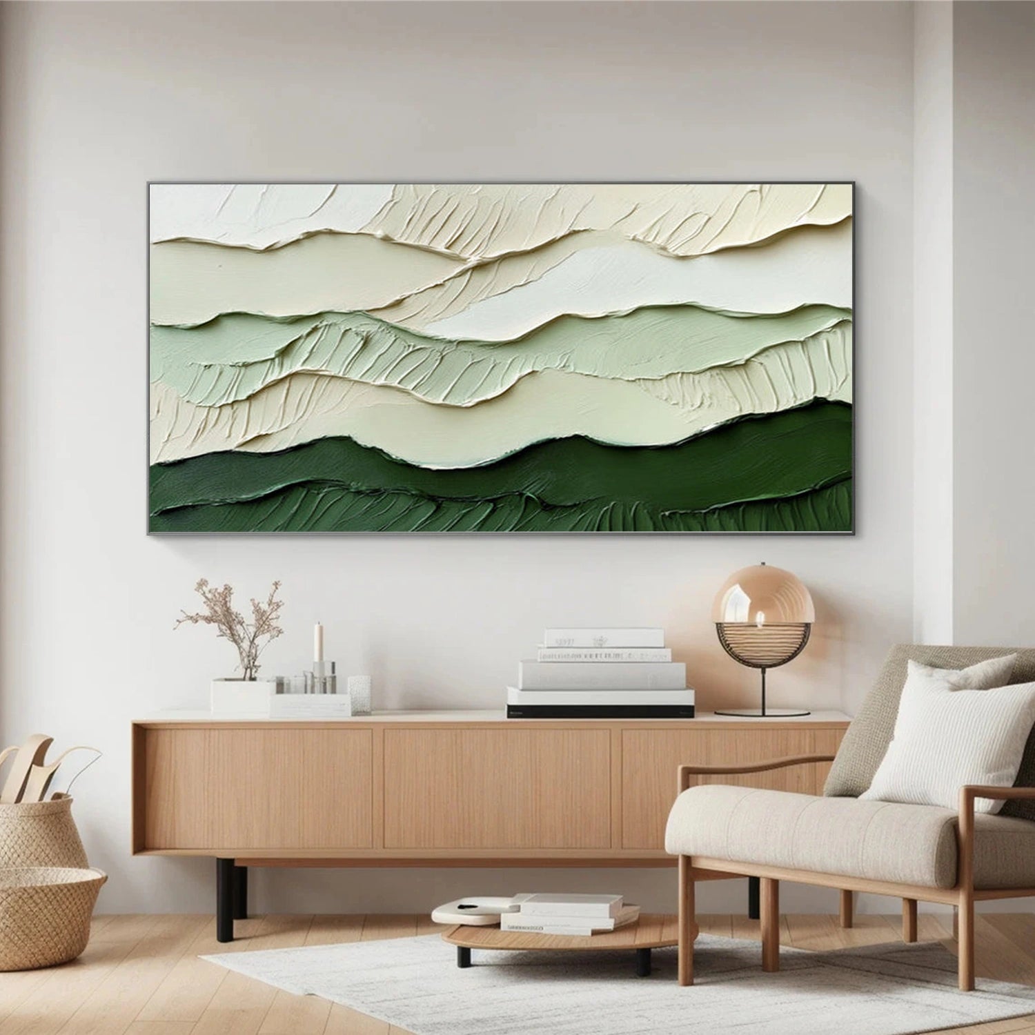 Green Minimalist Textured Canvas Art #WM152