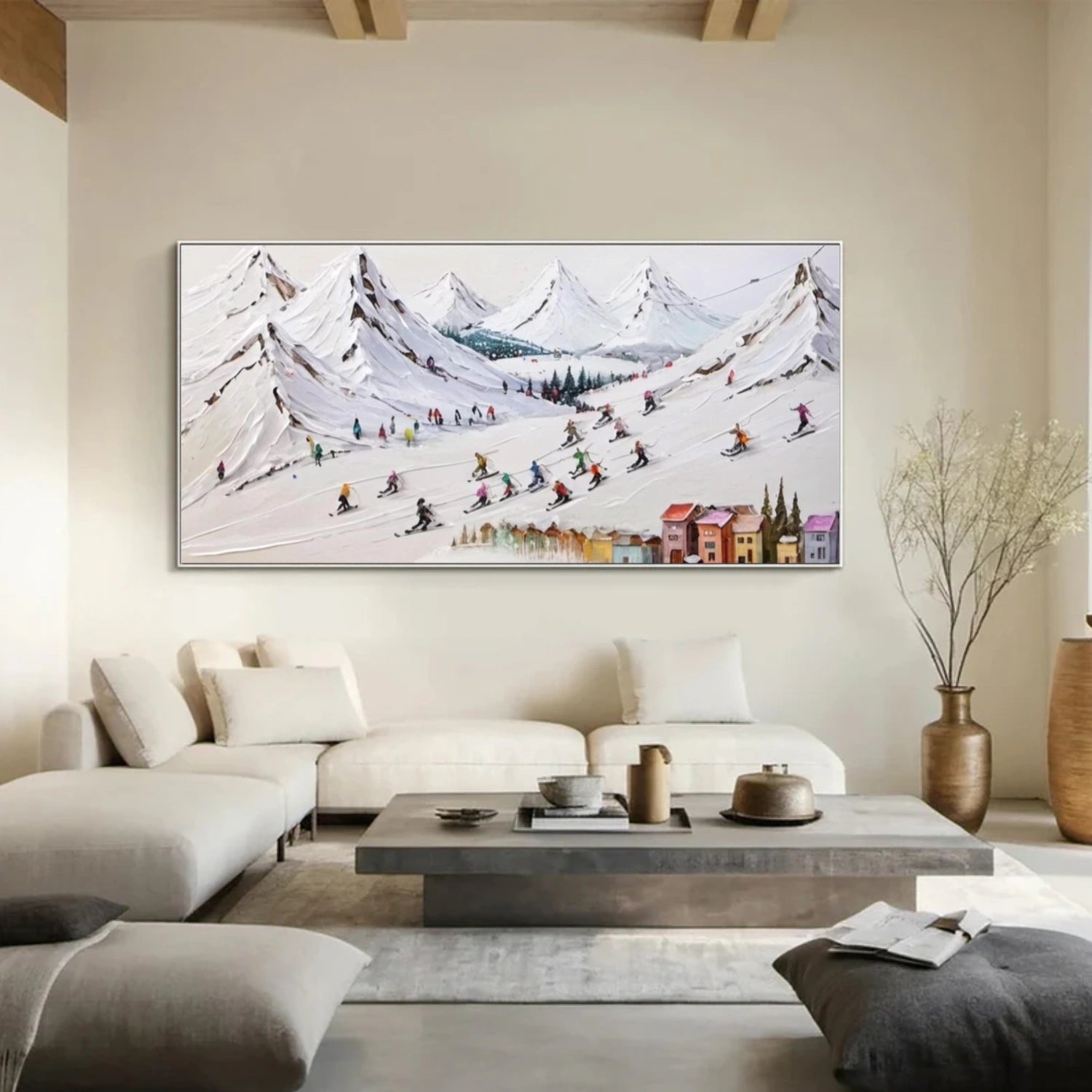 Skiing Sport Textured Canvas Painting #PB045
