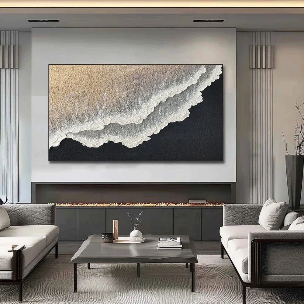 Minimalist Ocean And Sky Textured Canvas Art #OC036