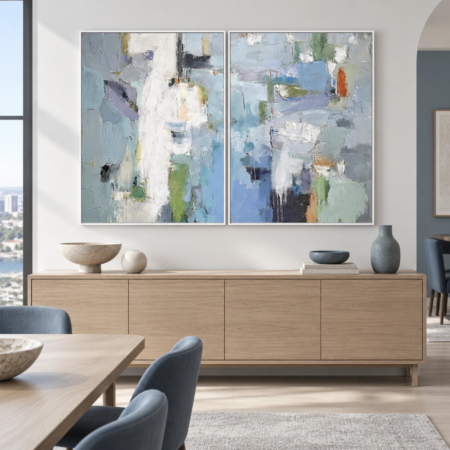 Blue Abstract Wall Art Set of 2 #VA343