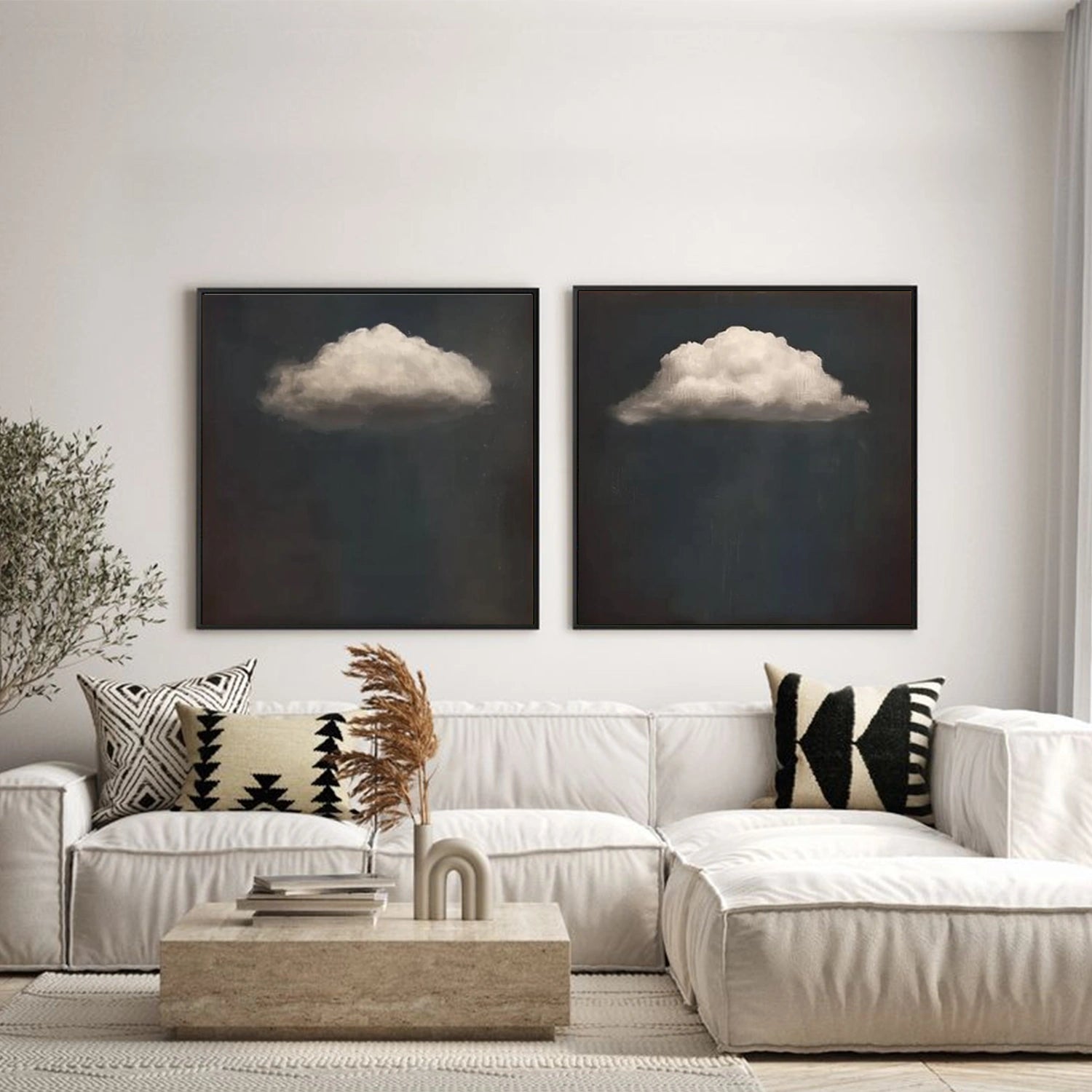 Black and White Abstract Wall Art Set of 2 #VA110