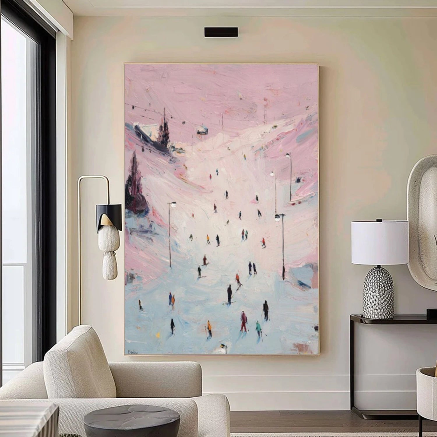 Skiing Sport Textured Canvas Painting #PB033