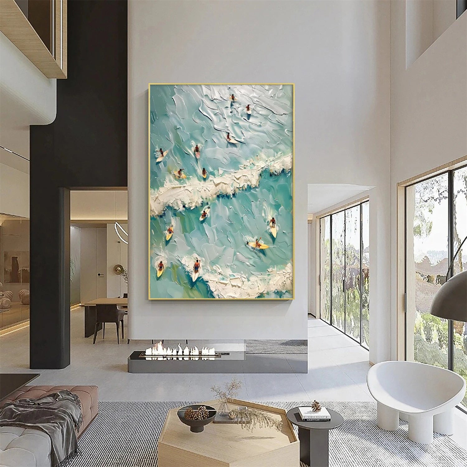 Surfing Sport Textured Canvas Painting #PB085