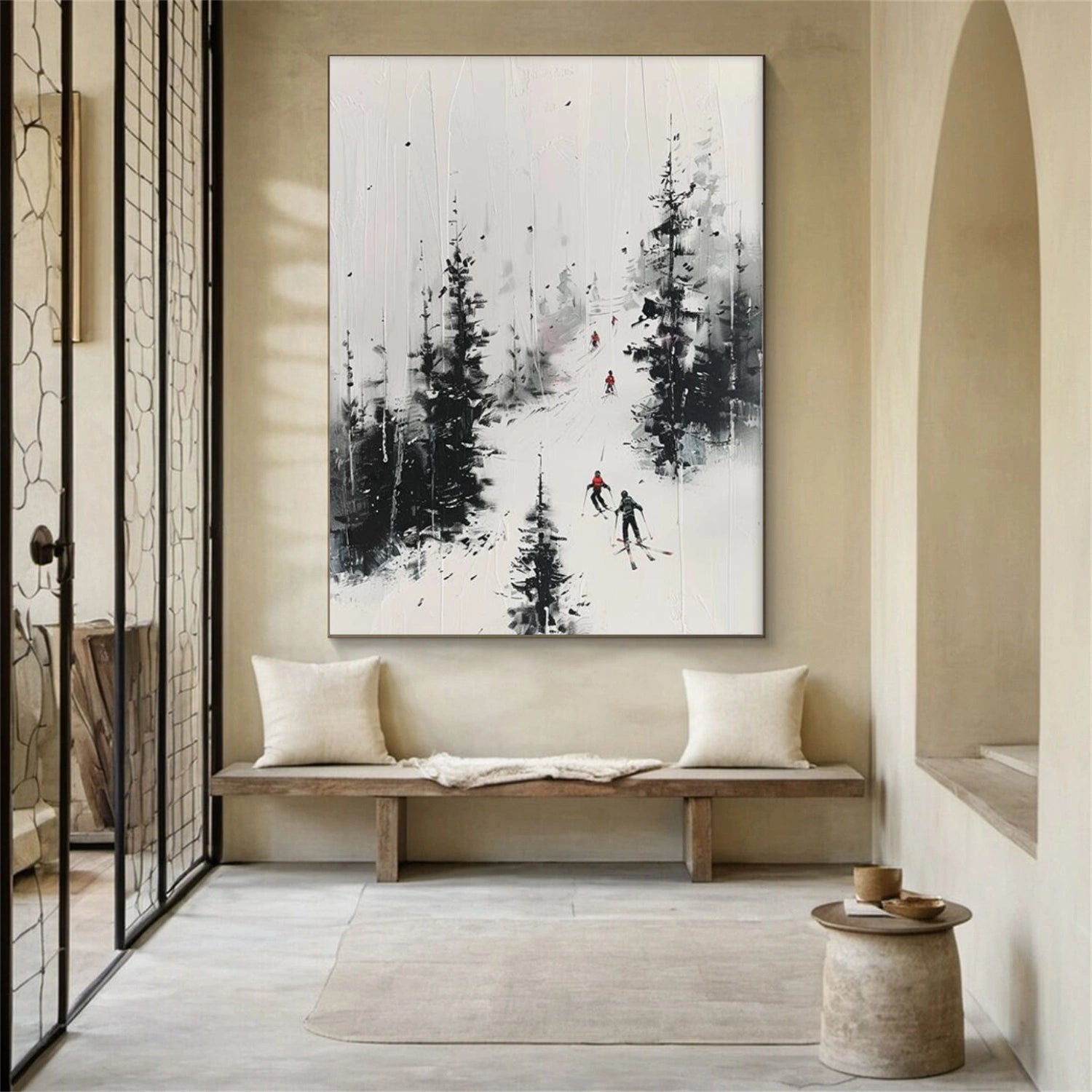 Skiing Sport Textured Canvas Painting #PB037