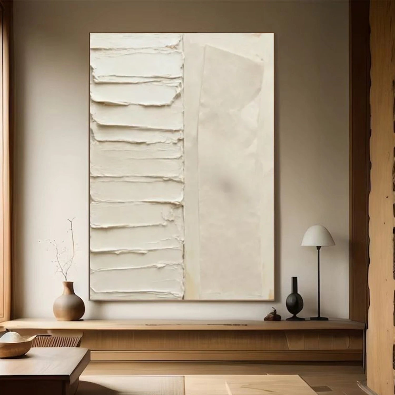 Beige Minimalist Textured Canvas Art #WM084