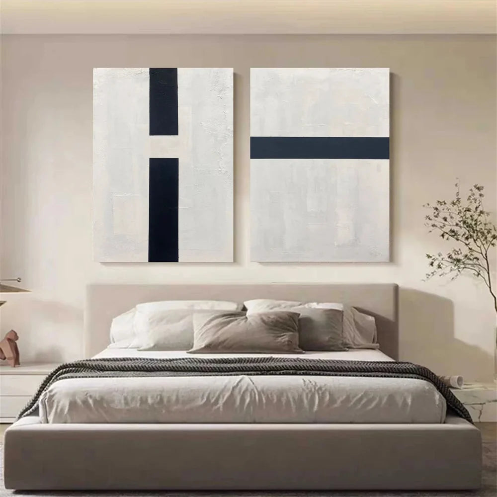 Black and White Minimalist Canvas Art Set of 2 #WZ020