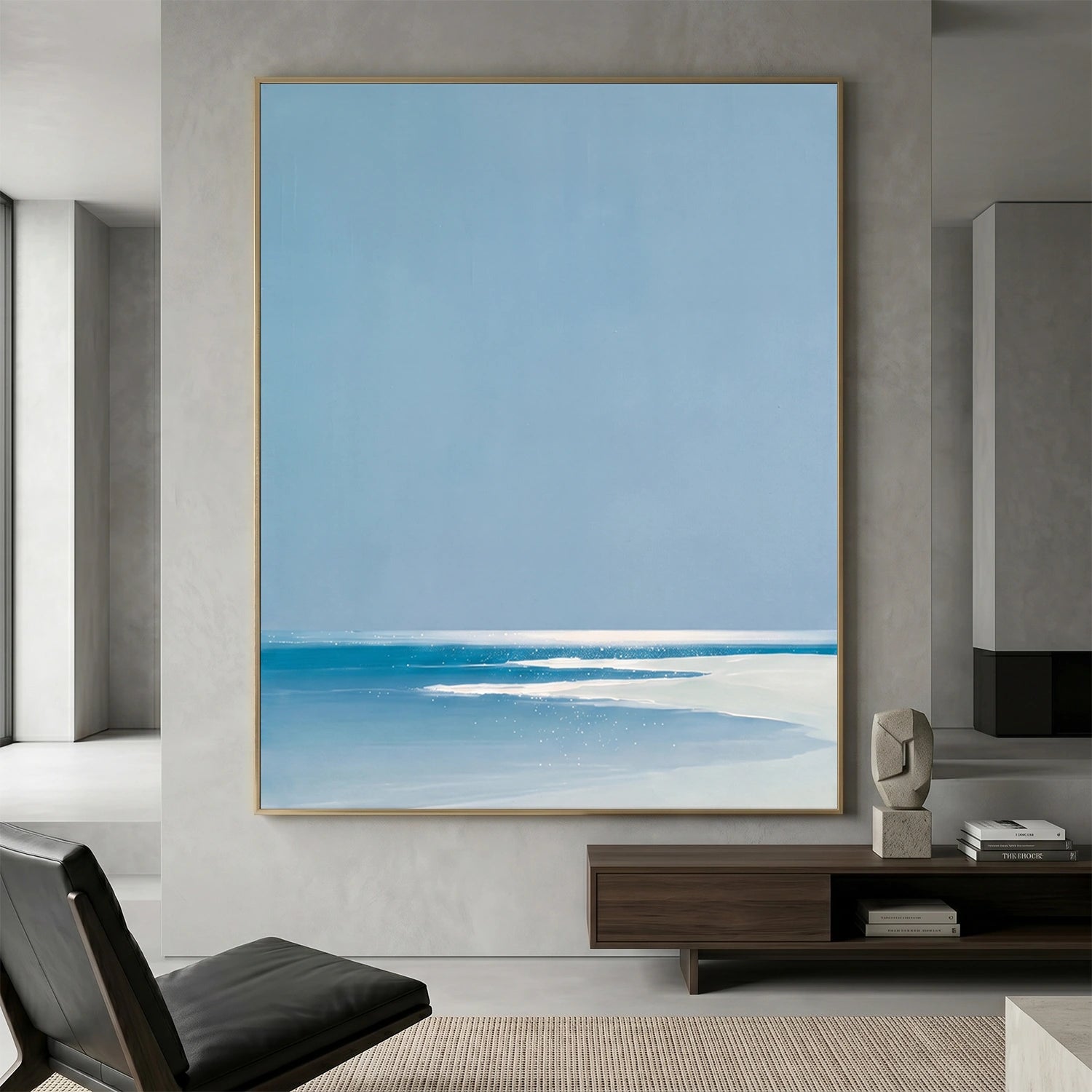 Minimalist Ocean And Sky Textured Canvas Art #OC186