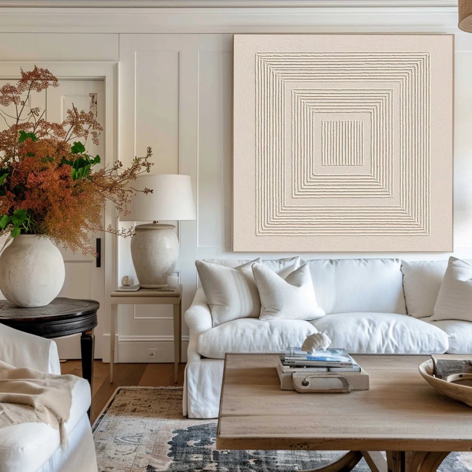 White Minimalist Textured Wall Art #WM141