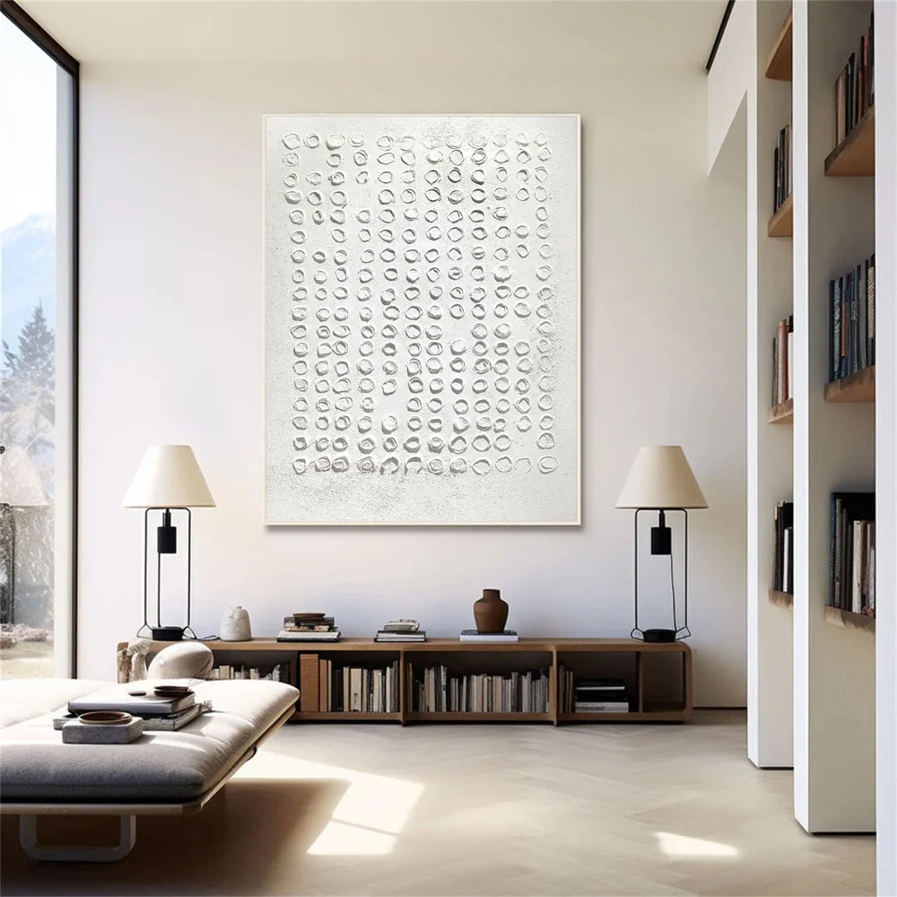 White Minimalist Textured Wall Art #WM050