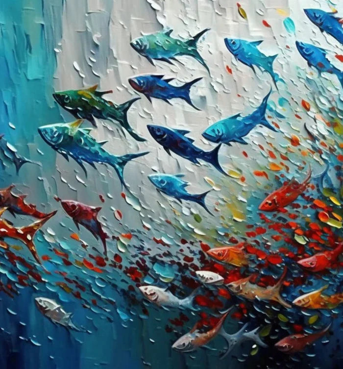 Colorful Abstract Textured Animal Canvas Art #DW029