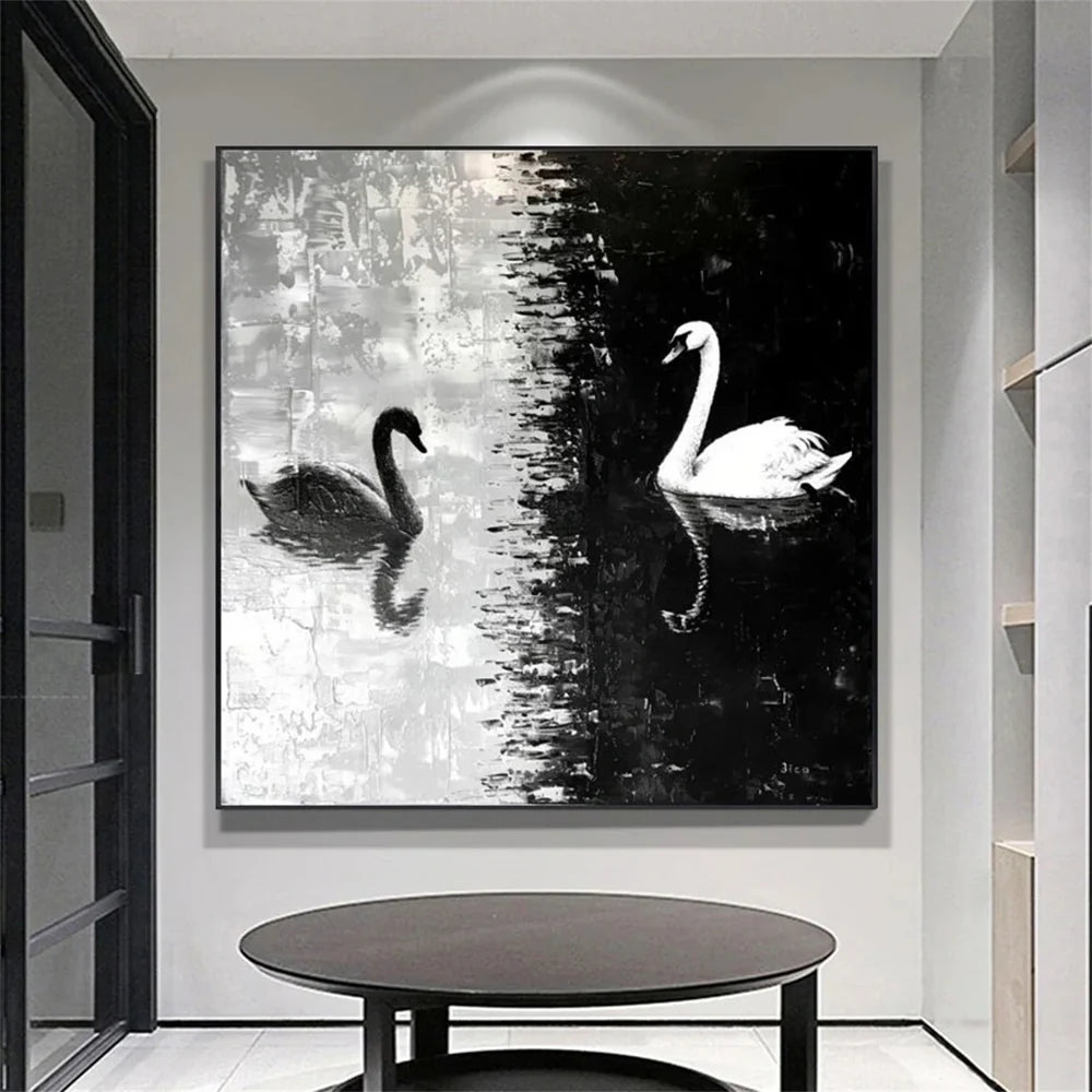 Black & White Abstract Animal Canvas Art #DW032