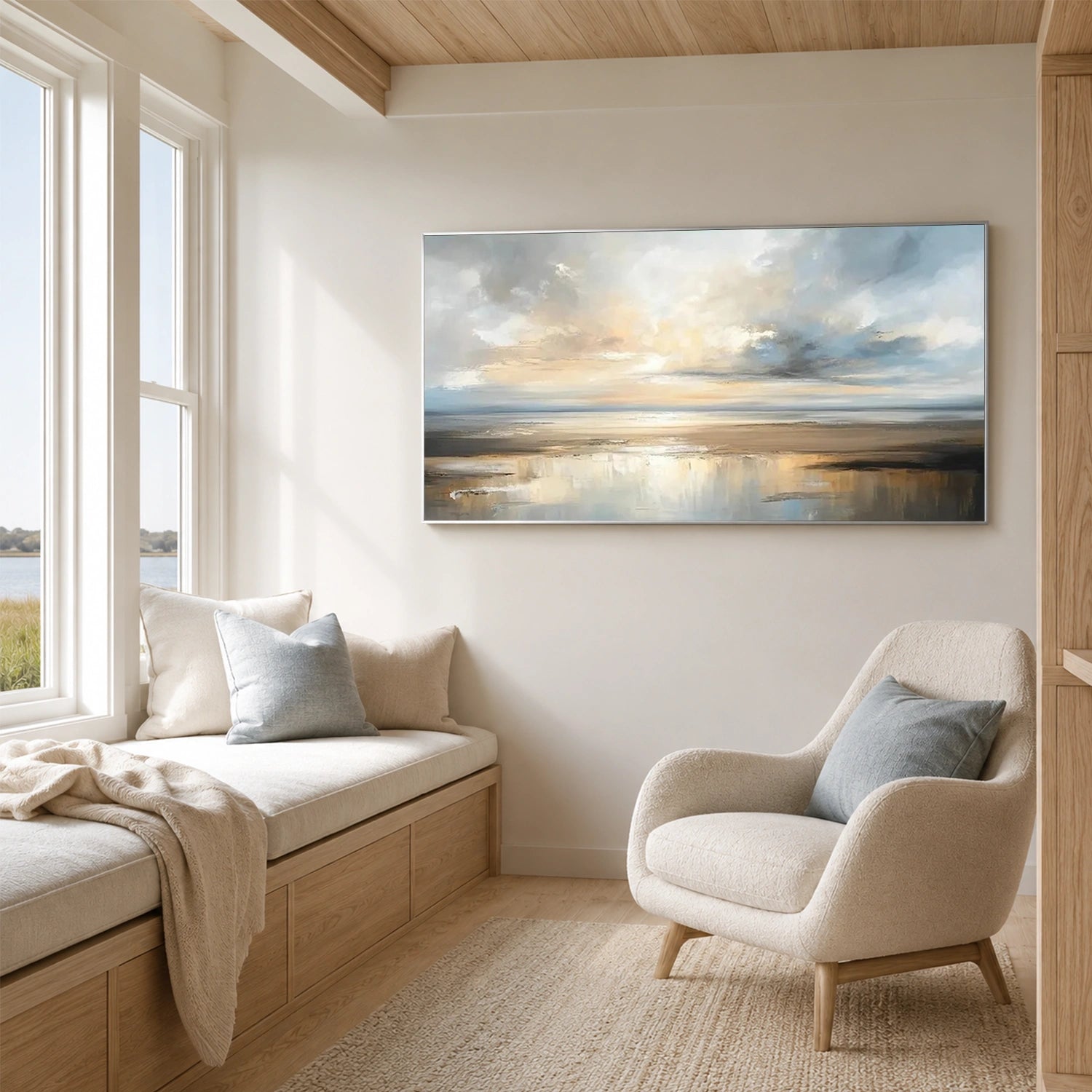 Abstract Ocean And Sky Canvas Art #OC221