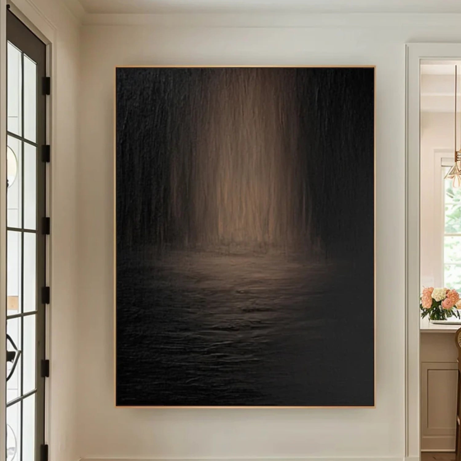 Black Minimalist Textured Canvas Art #WZ115
