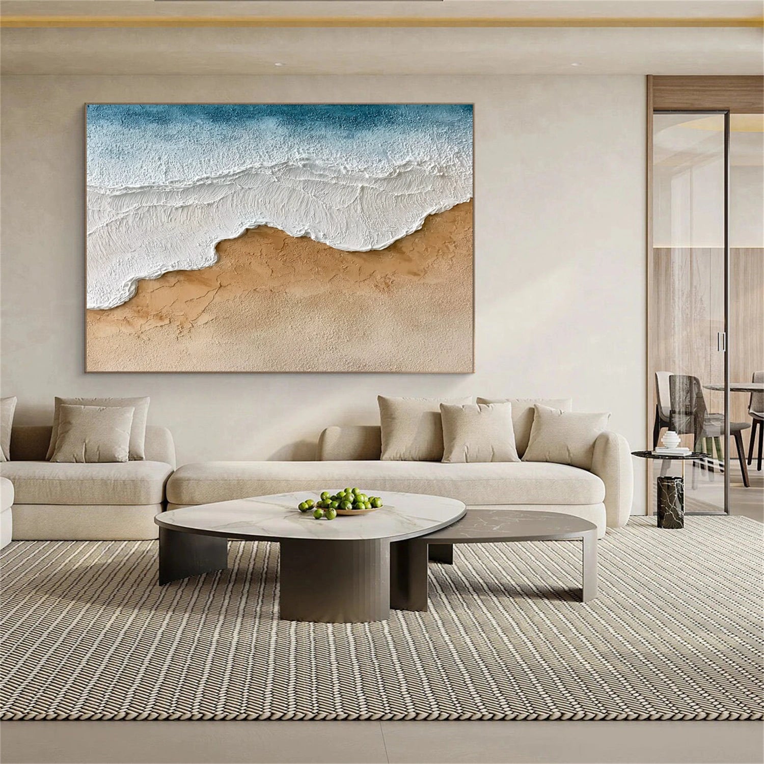 Abstract Ocean And Sky Textured Canvas Art #OC141