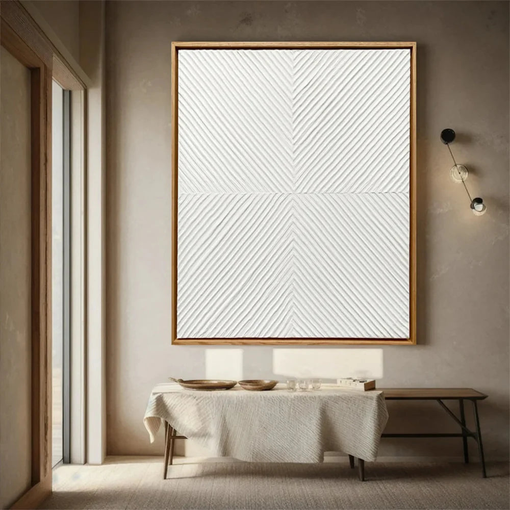 White Minimalist Textured Wall Art #WM071