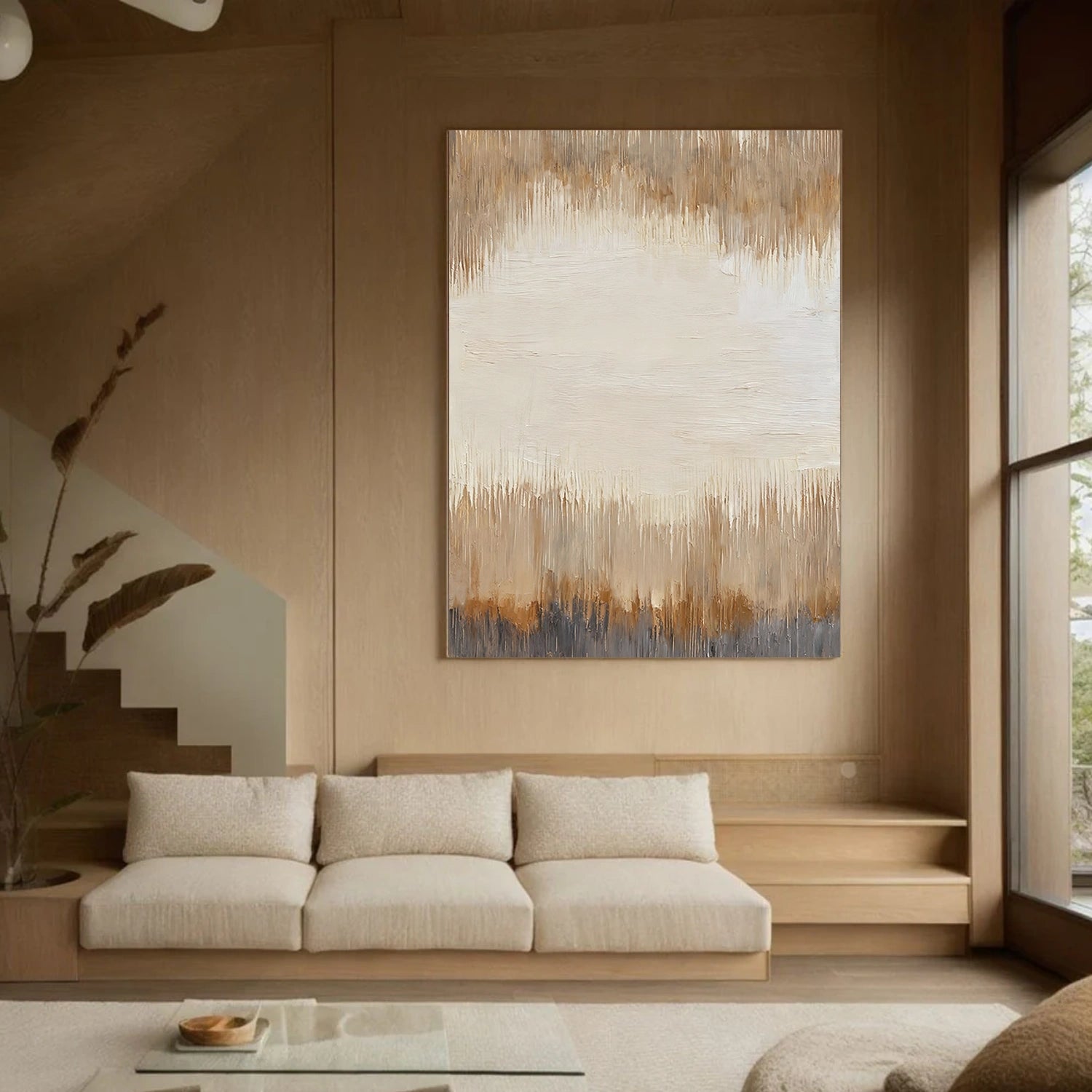 Beige and Brown Abstract Wall Art #VA205