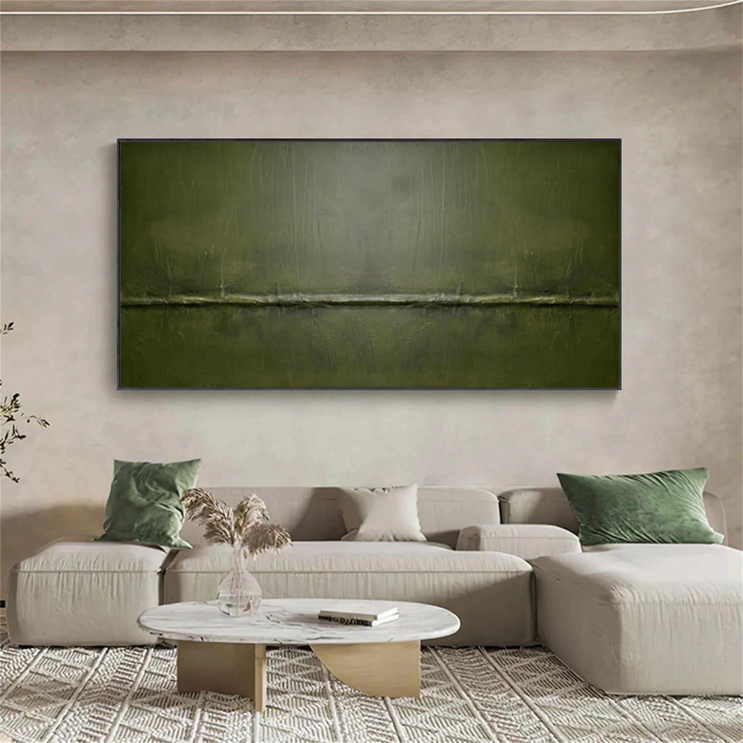 Green Minimalist Textured Canvas Art #WM117