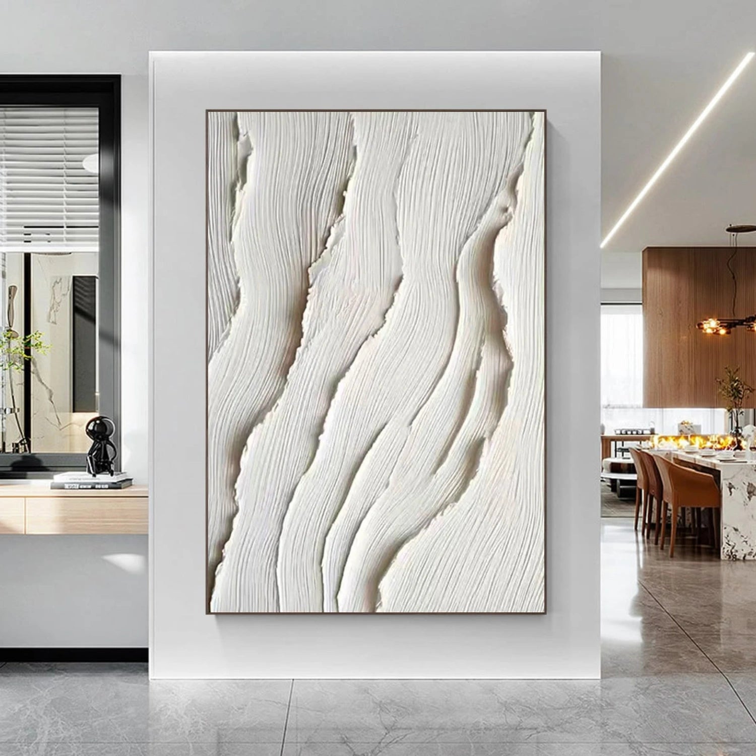 White Minimalist Textured Canvas Art #WM089