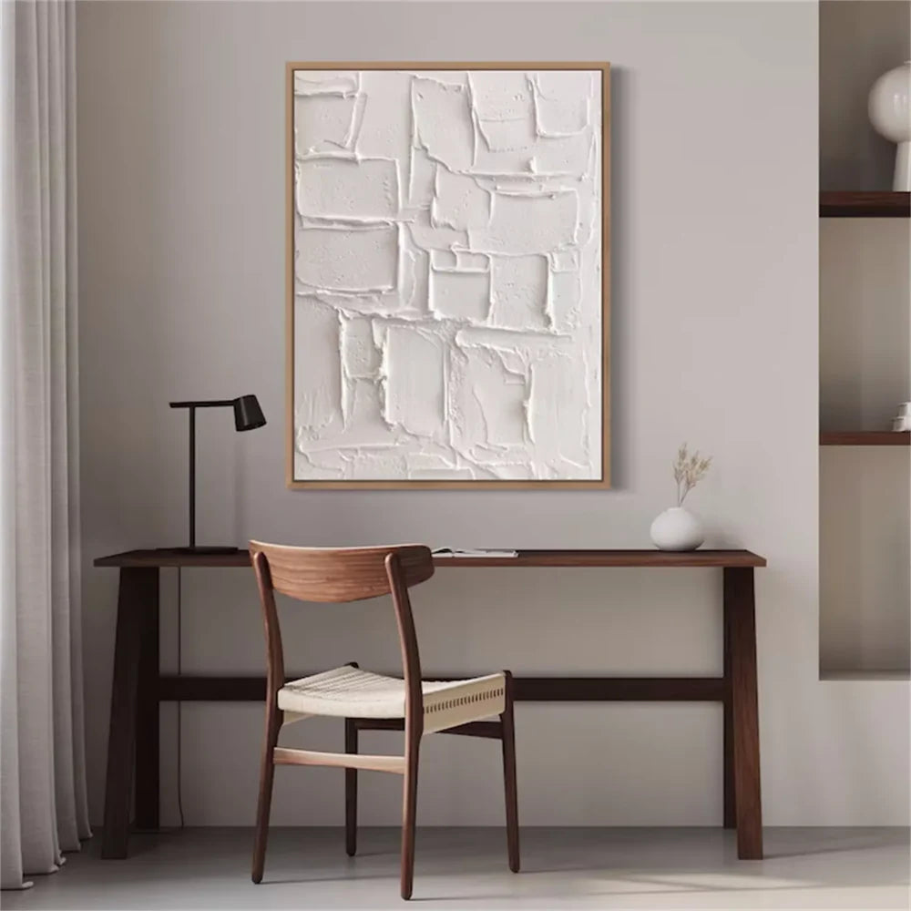 White Minimalist Textured Wall Art #WM051