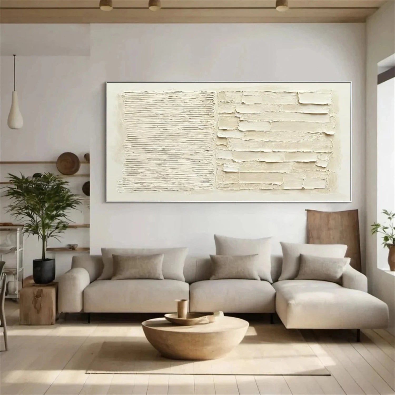 Beige Minimalist Textured Canvas Art #WM082