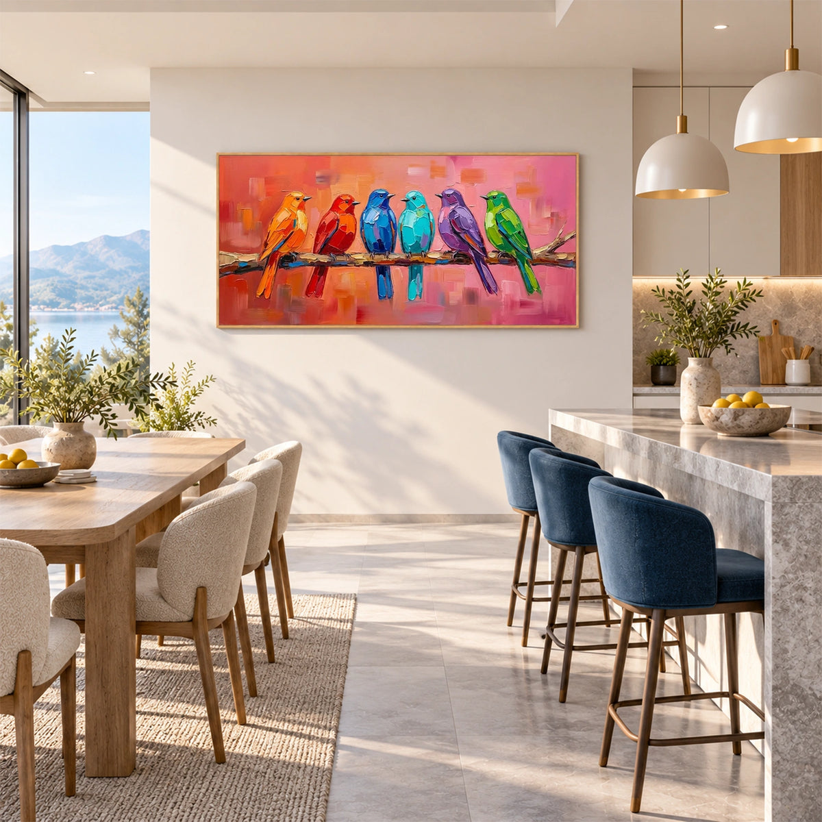 Abstract Animal Bird Textured Canvas Art #DW166