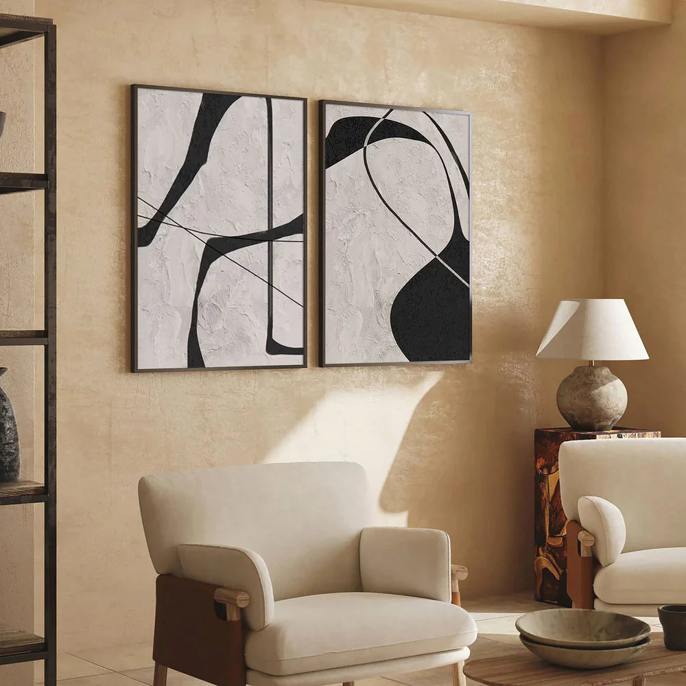 Beige & Black Wabi Sabi Wall Art Set of 2 #VS001