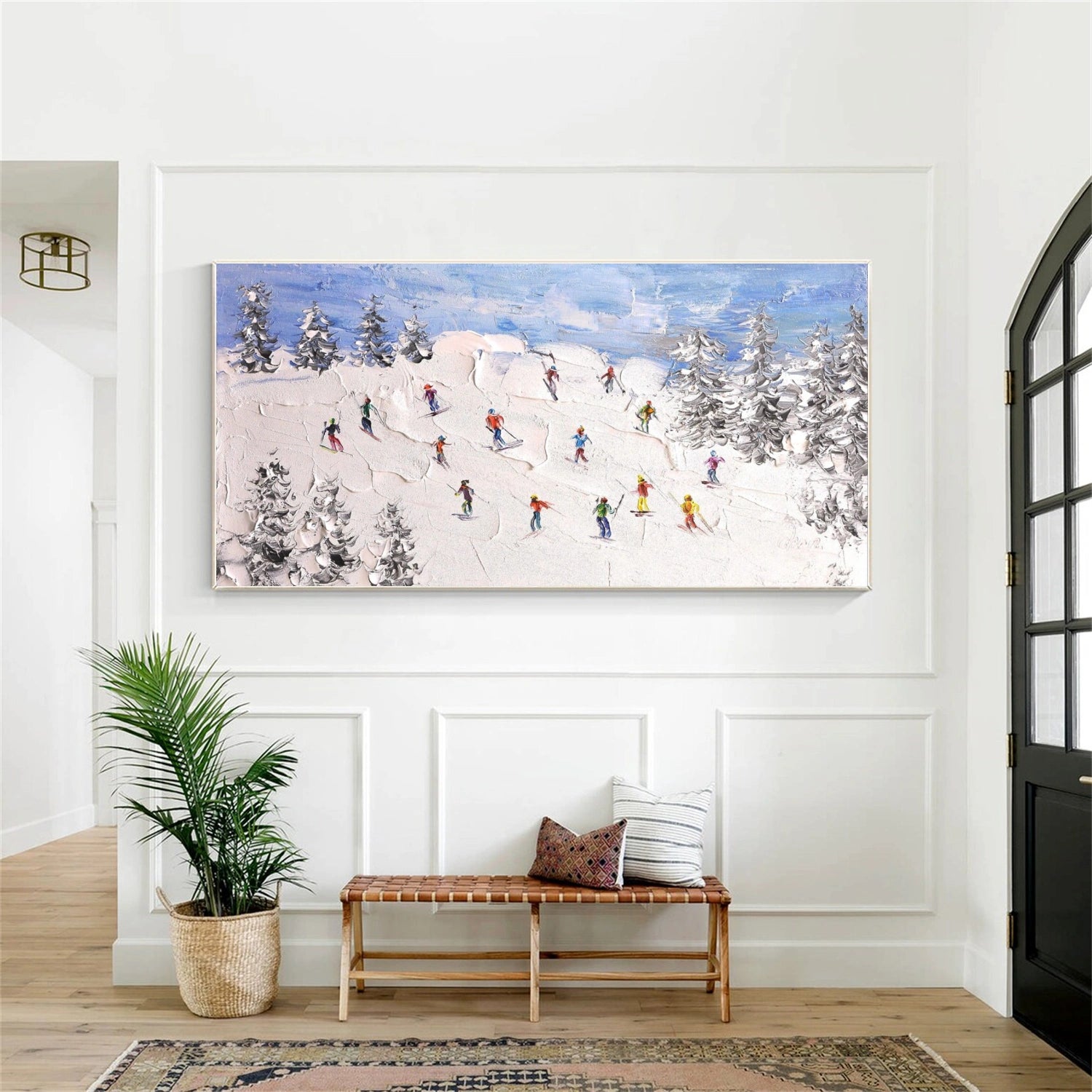 Skiing Sport Textured Canvas Painting #PB052