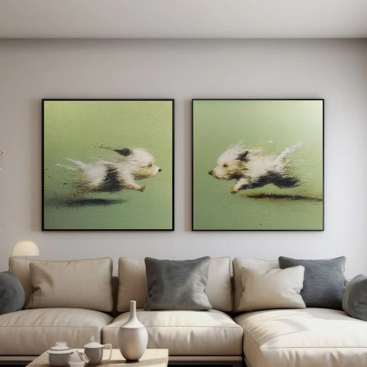 Abstract Animal Dog Canvas Art Set of 2 #DW142
