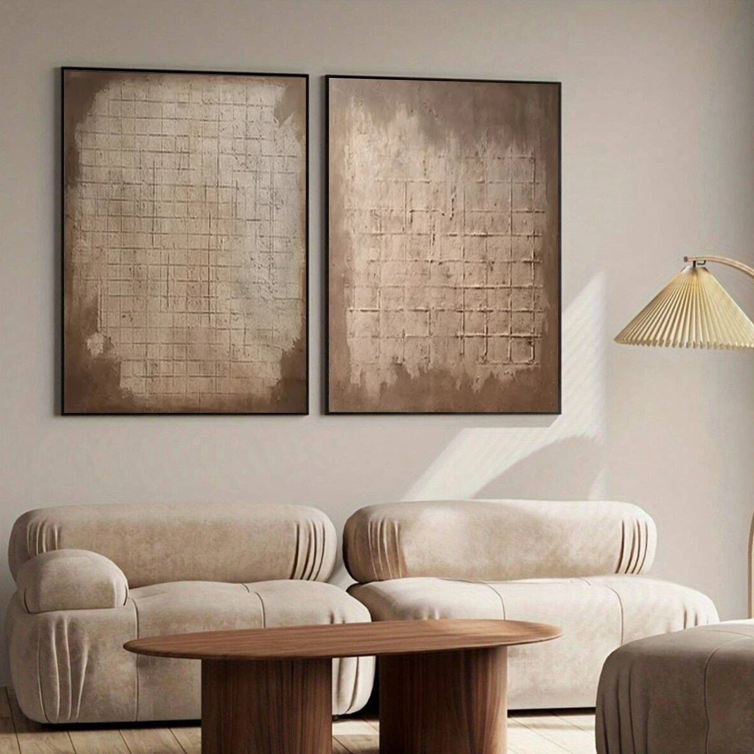 Beige and Brown Wabi Sabi Textured Wall Art Set of 2 #VS152