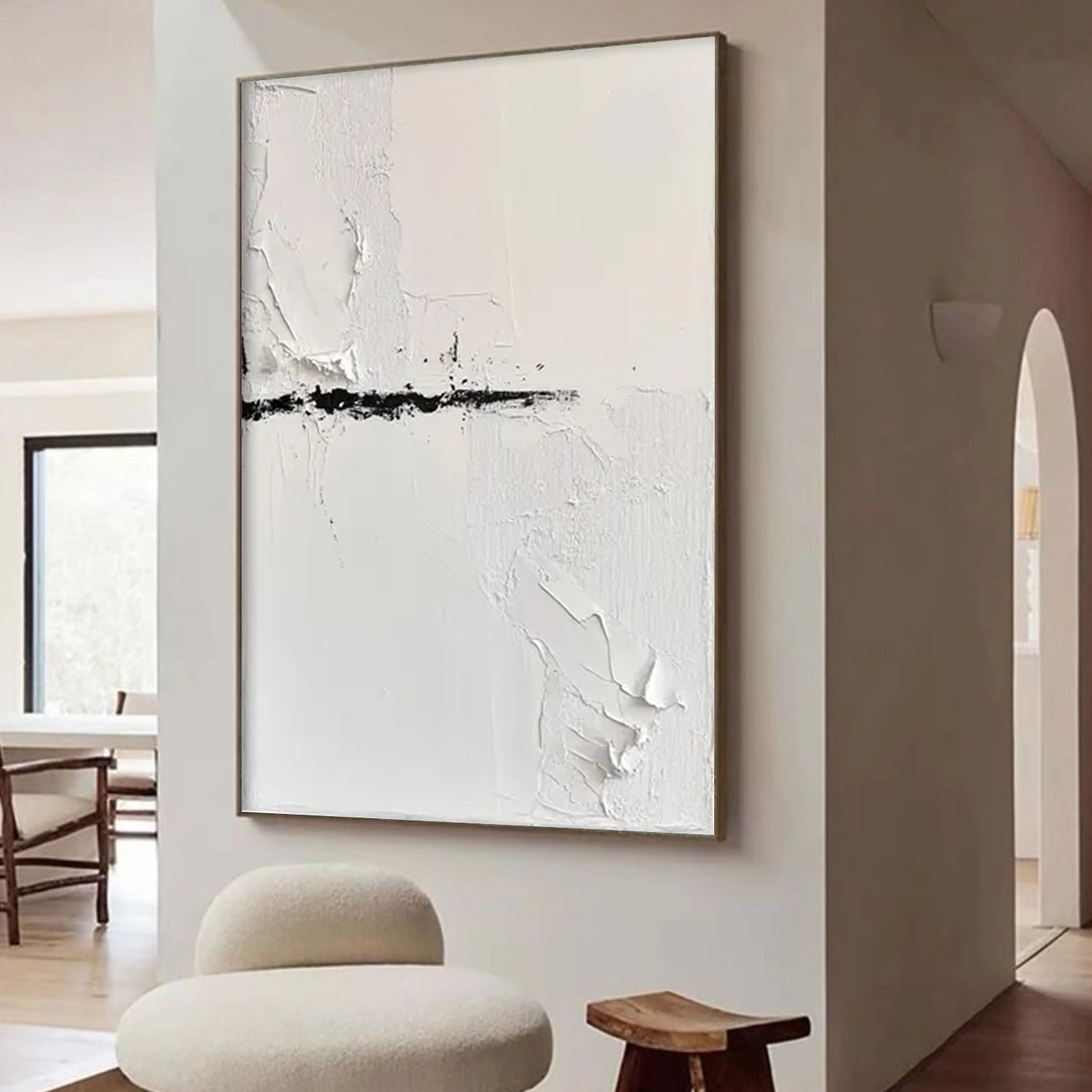 Black and White Minimalist Textured Canvas Art #WZ120