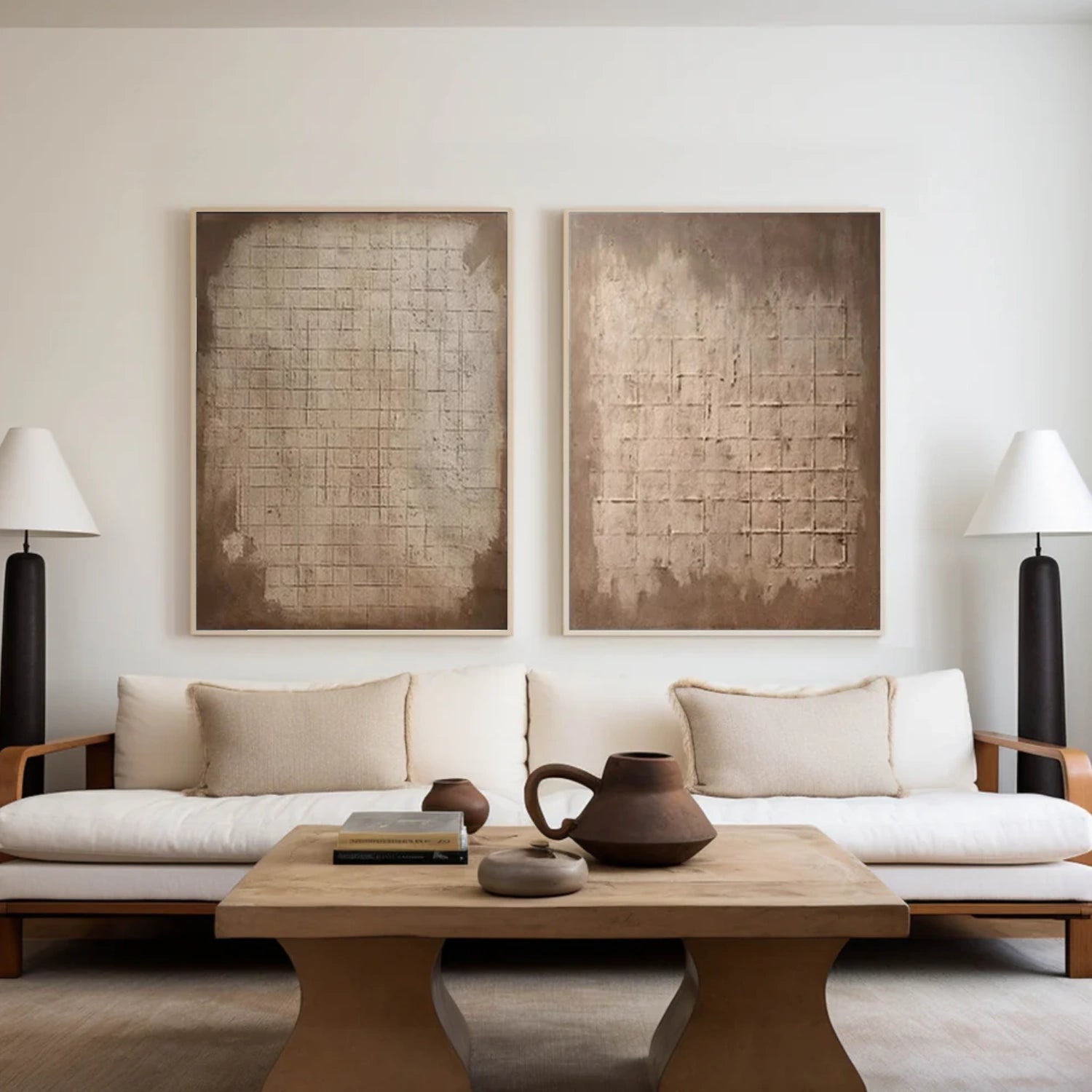 Beige and Brown Wabi Sabi Textured Wall Art Set of 2 #VS152