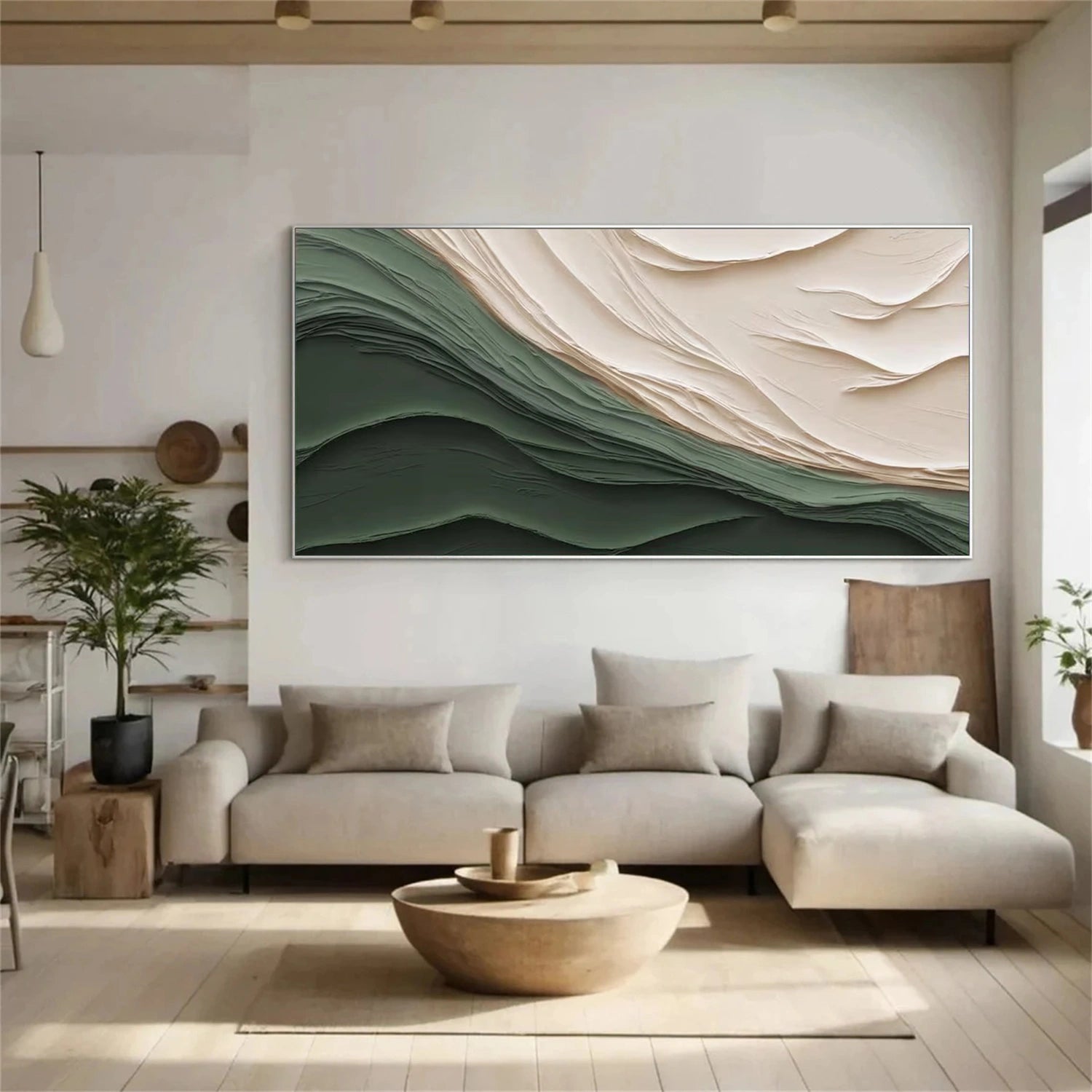 Green Minimalist Textured Canvas Art  #WM104