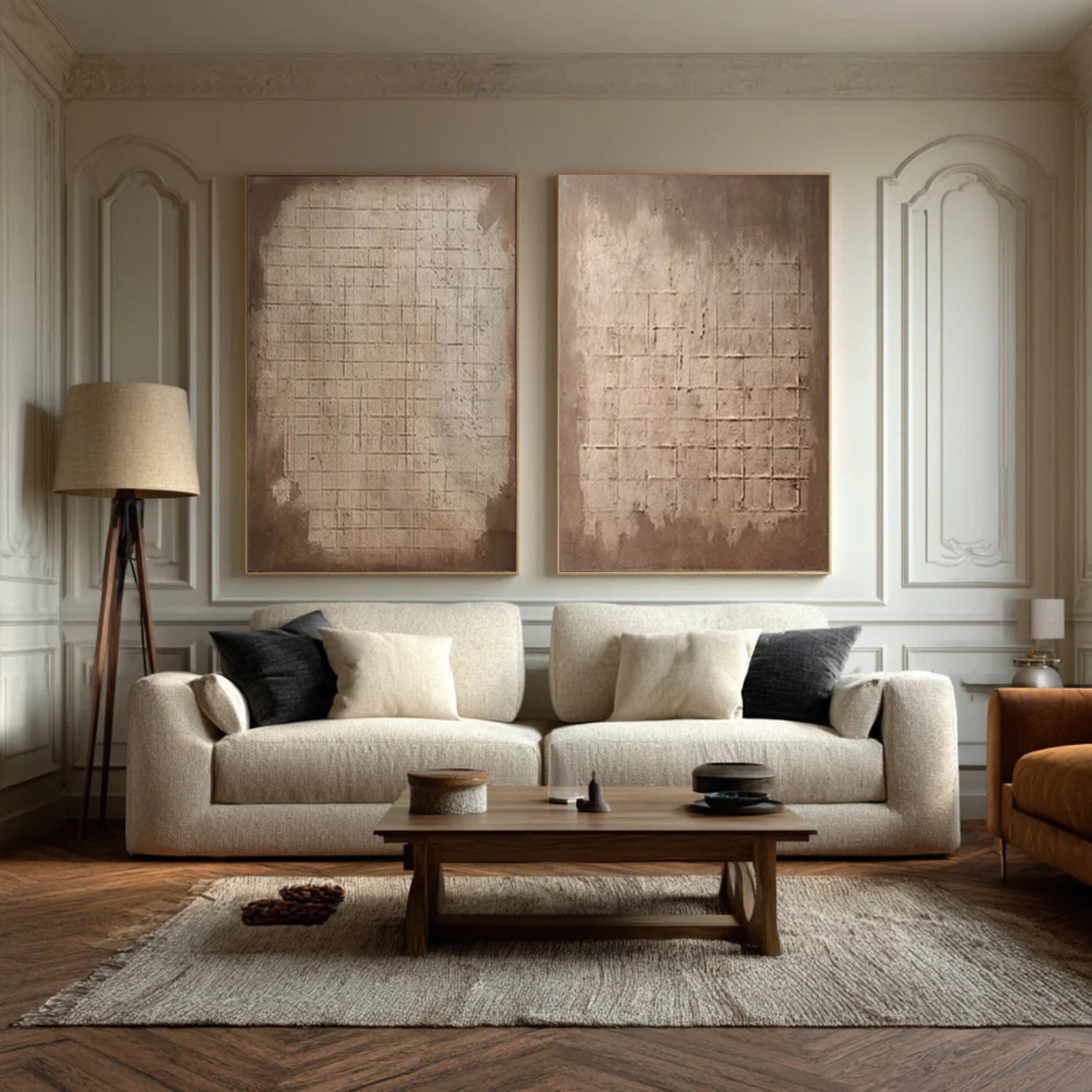 Beige and Brown Wabi Sabi Textured Wall Art Set of 2 #VS152