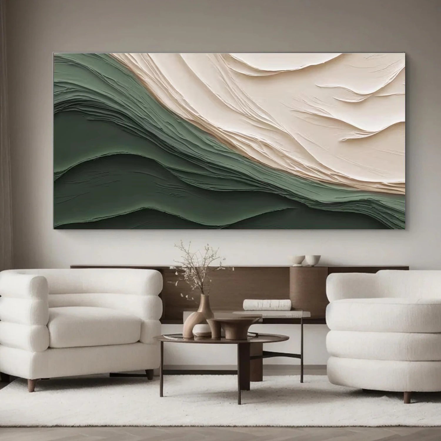 Green Minimalist Textured Canvas Art  #WM104