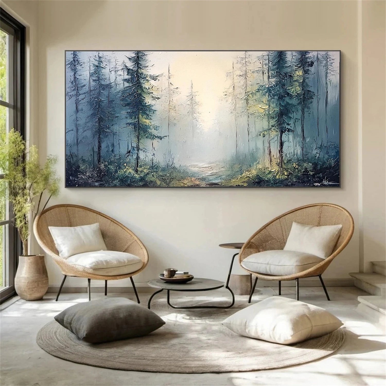 Abstract Flower And Tree Textured Canvas Art #MF134