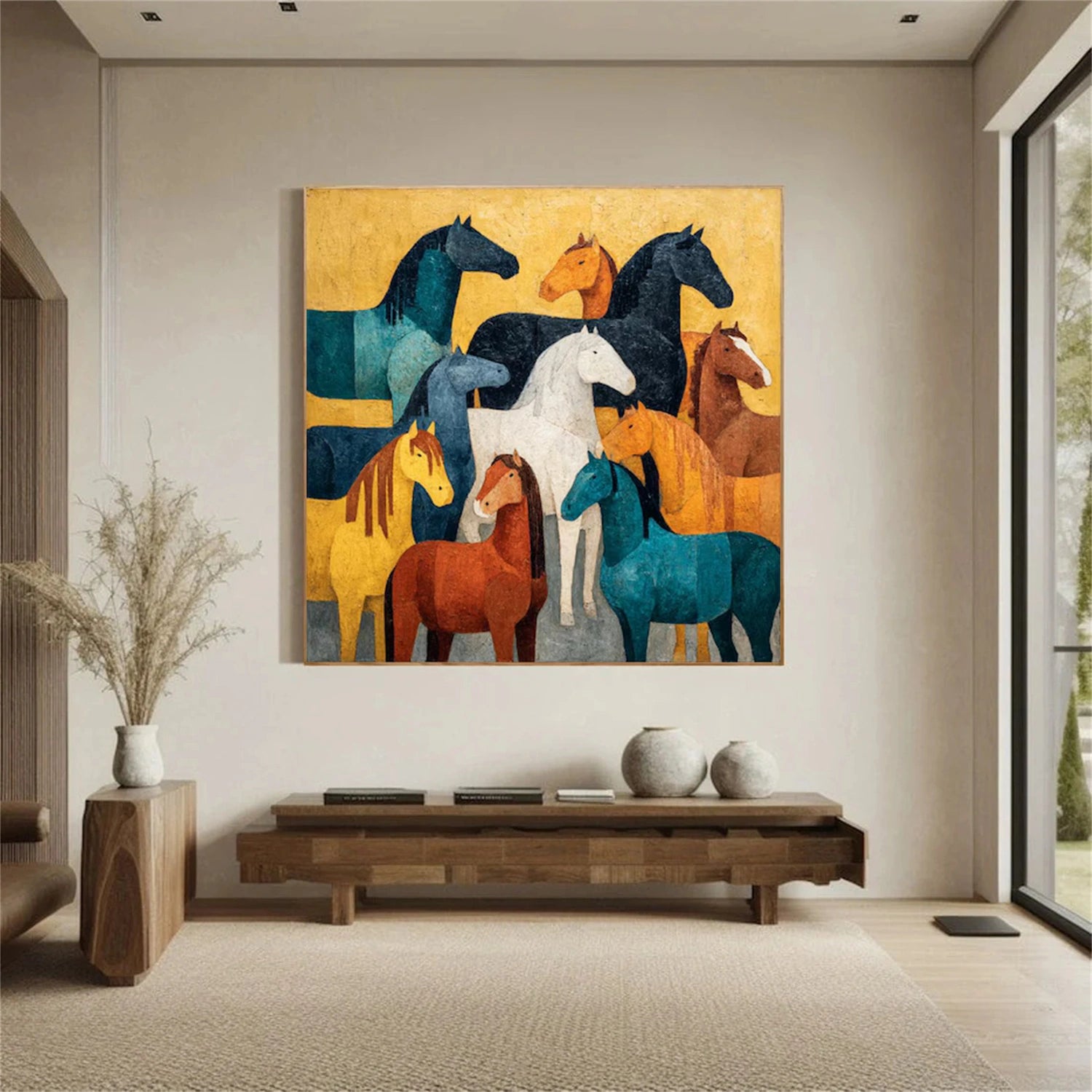 Abstract Animal Horse Canvas Art #DW105