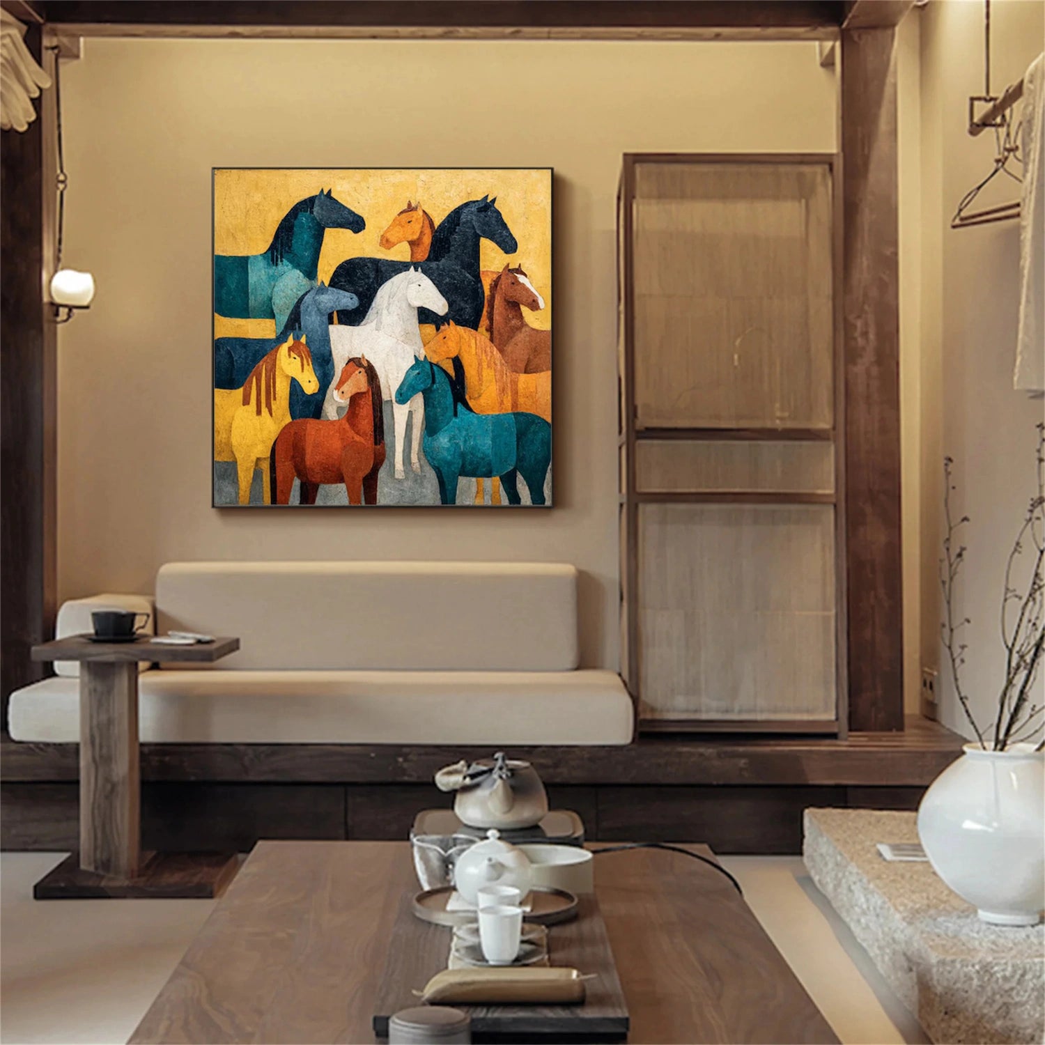 Abstract Animal Horse Canvas Art #DW105