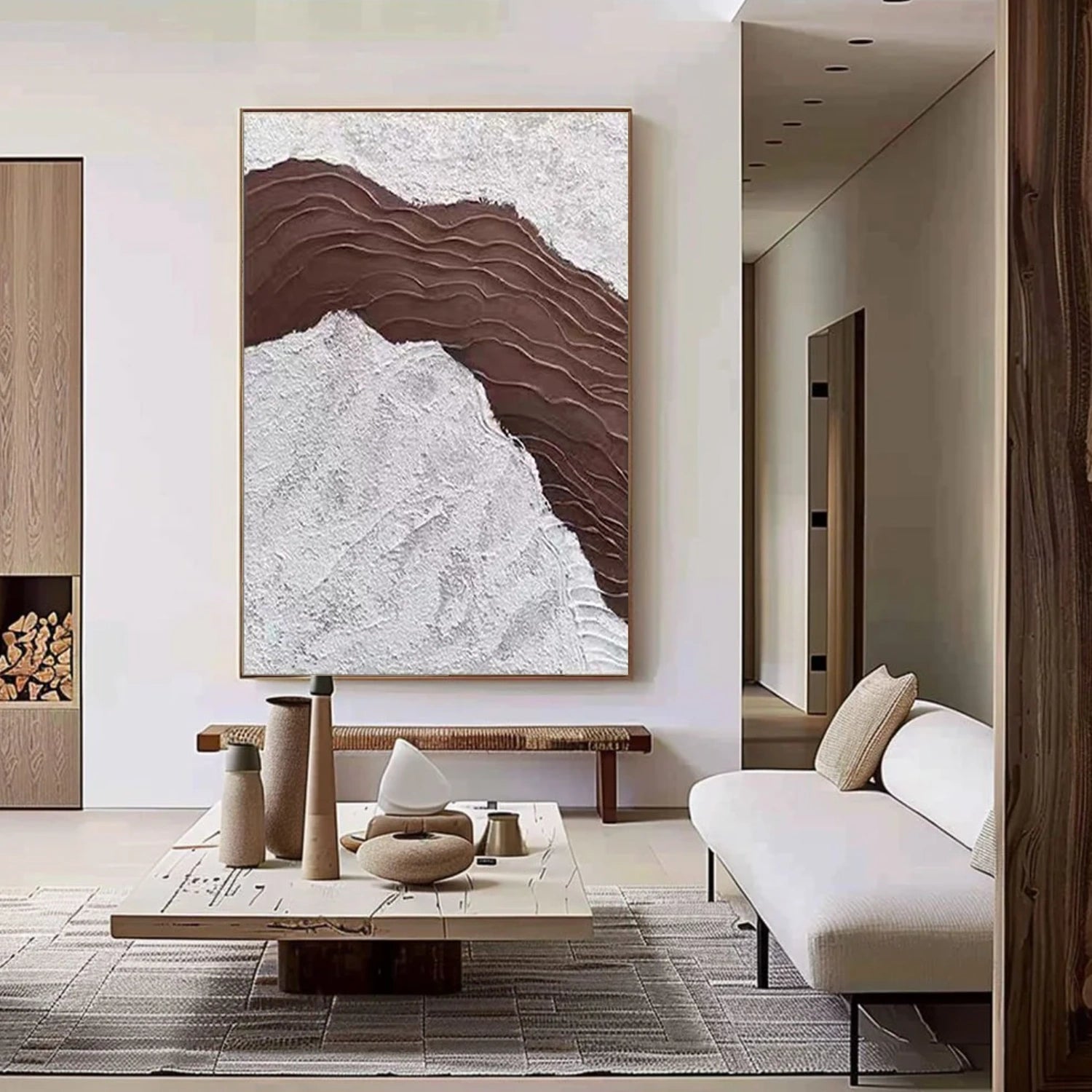 Brown Minimalist Textured Canvas Art  #WM110