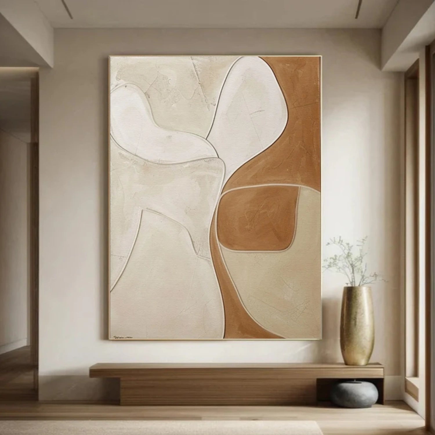 Beige and Brown Abstract Textured Wall Art #VA161