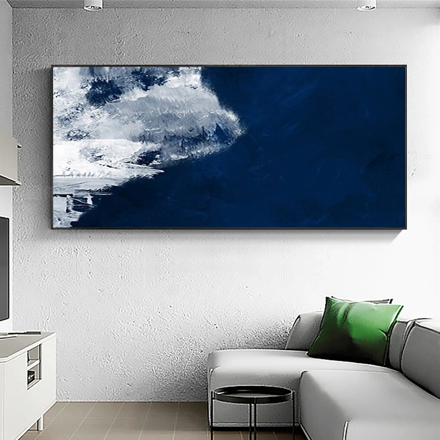 Blue and White Minimalist Canvas Art #WM097