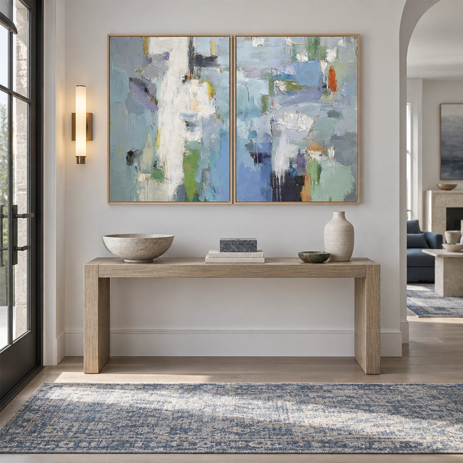 Blue Abstract Wall Art Set of 2 #VA343