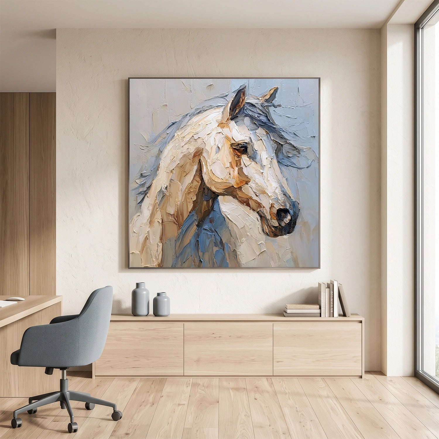 Abstract Animal Horse Textured Canvas Art #DW149