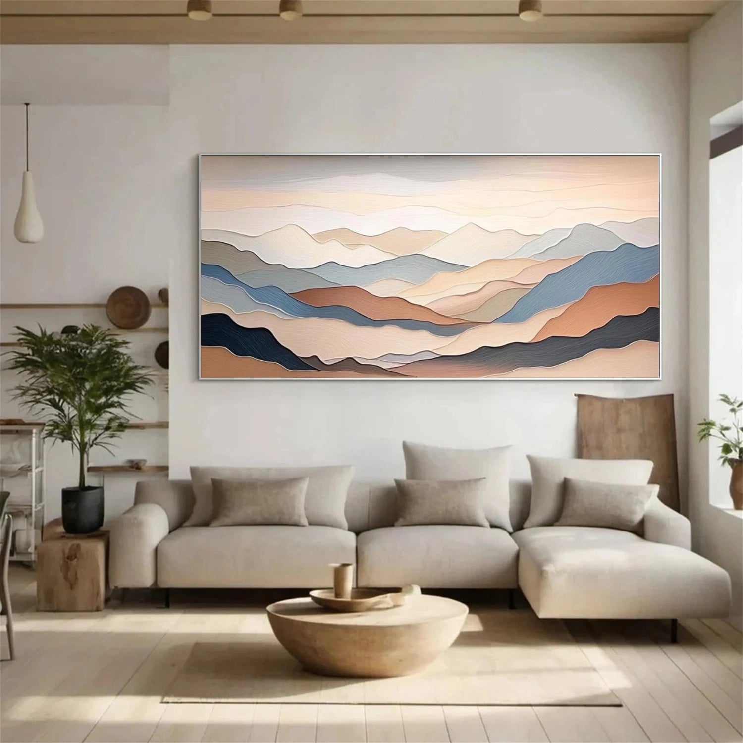 Minimalist Mountain Textured Canvas Art #BT045