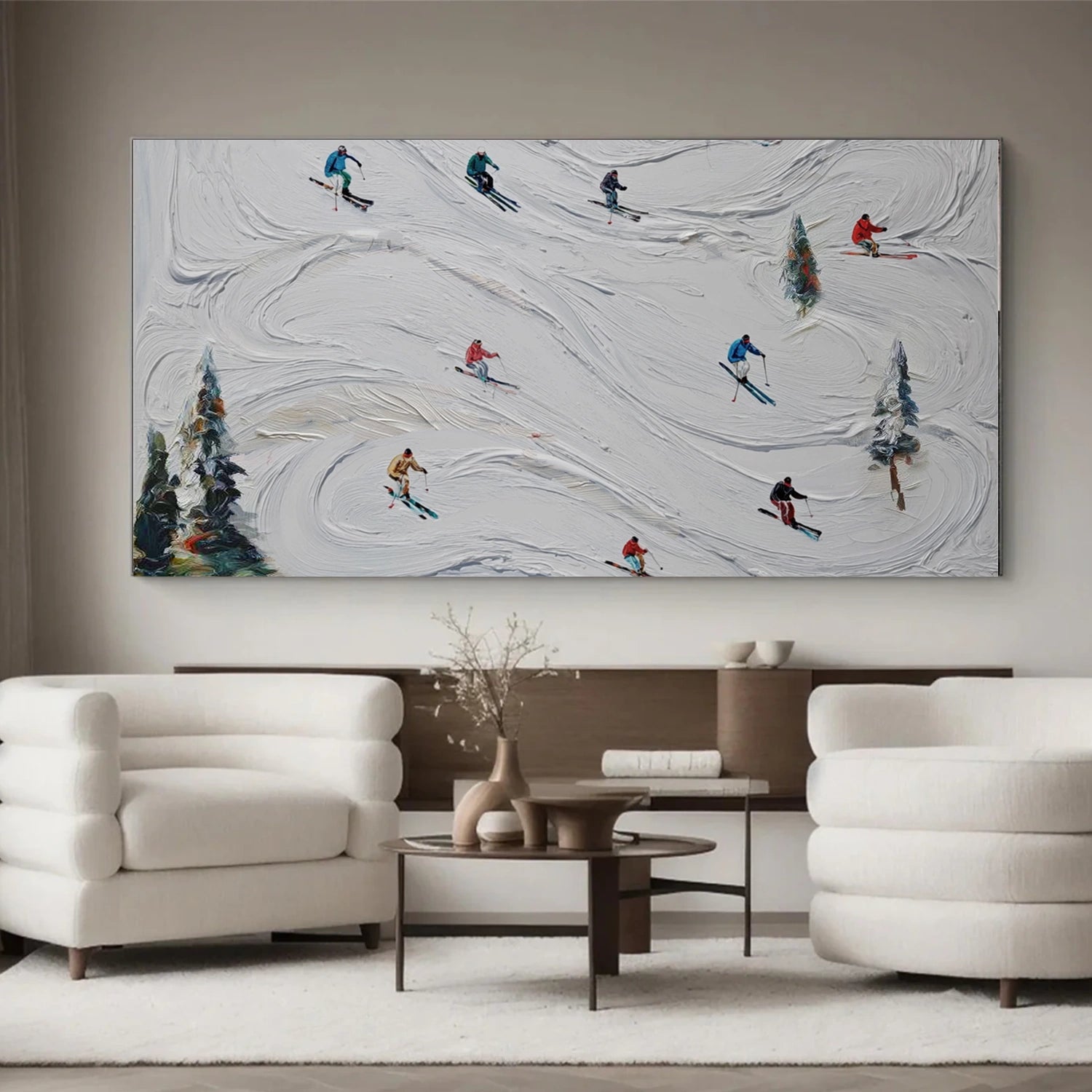 Skiing Sport Textured Canvas Painting #PB069