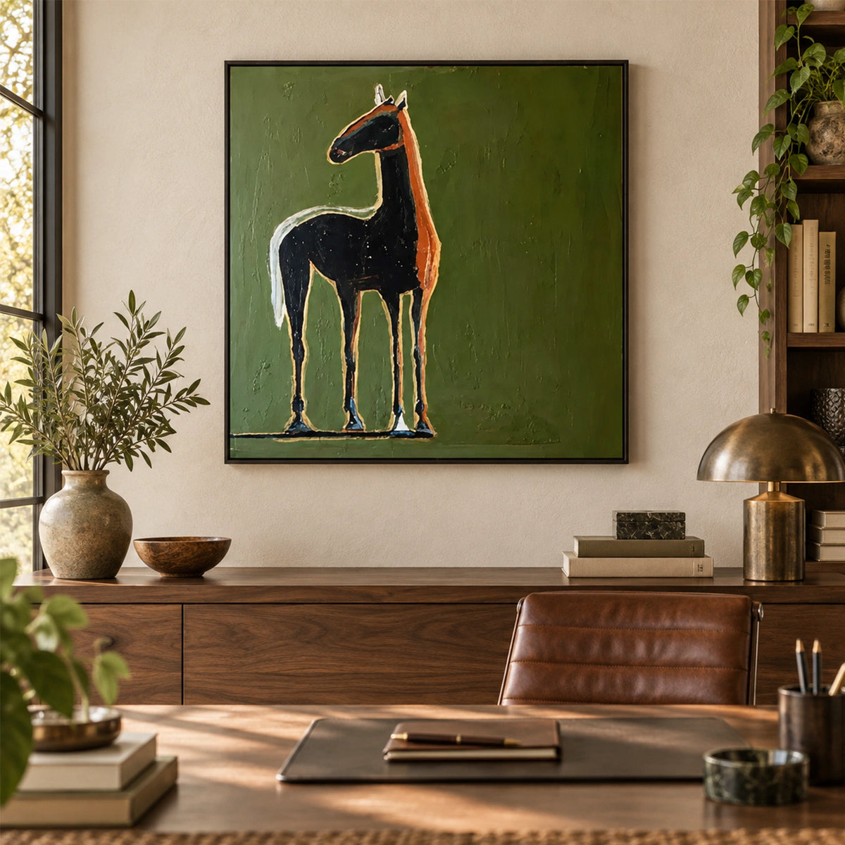Abstract Animal Horse Canvas Art #DW155