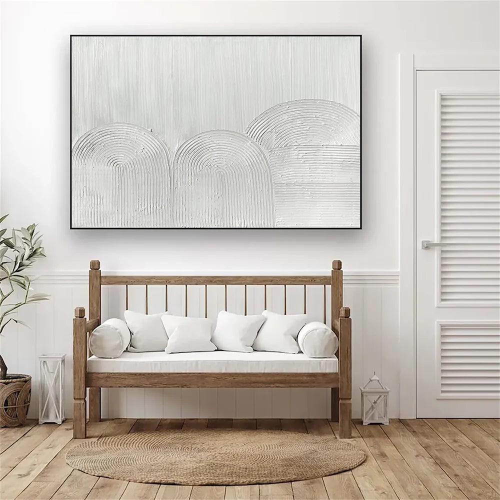 White Minimalist Textured Wall Art #WM062
